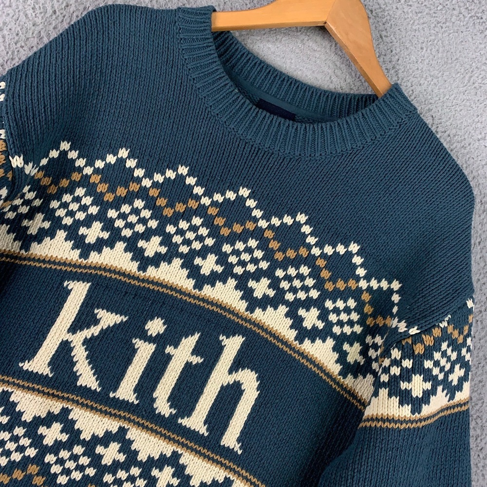 Kith Fair Isle Sweater Nocturnal Size Large Kithmas 2022 Holiday Crewneck Rare